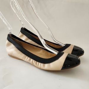 J. Crew Mila size 7.5 leather cream black cap toe ballet flats